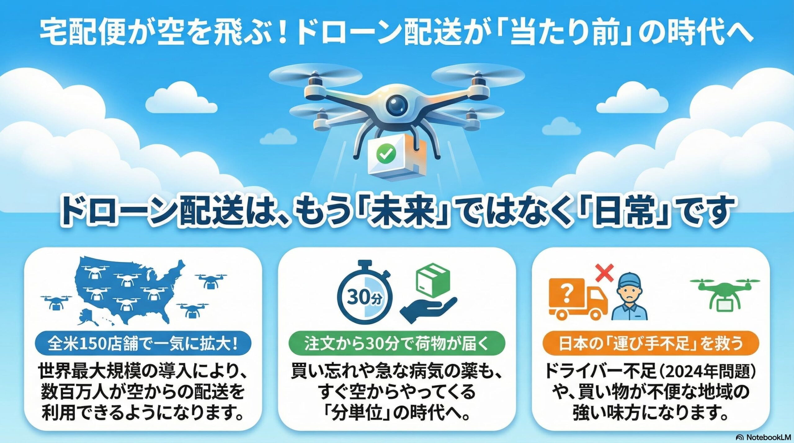 WalmartとWingがドローン配送を全米150店舗に拡大の影響度