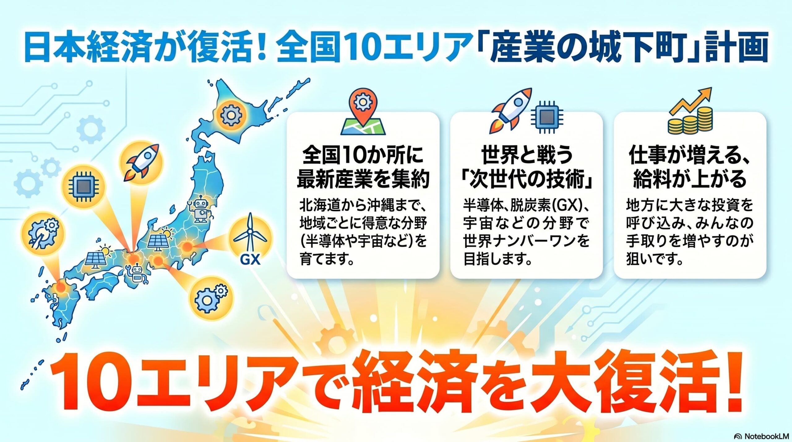 日本政府の地域未来戦略。全国10ブロックで半導体・GXを集積